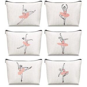6 Pcs Dance Makeup Bag Gift Dancer Cosmetic Bags Ballet Teacher Gift Toiletry Zi